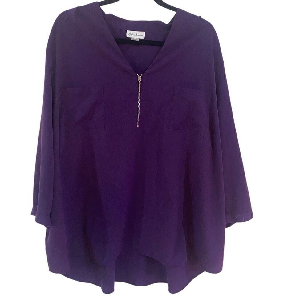 Jaclyn Smith size 3XL purple zip front blouse